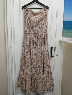 Salty Lemon Boho Strapless Maxi Dress in Toffee NWOT
